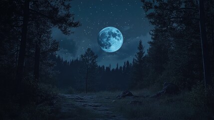 Wall Mural - Full Moon Night Sky