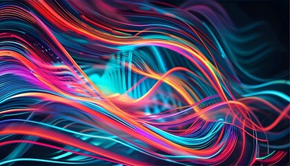 Poster - Dynamic abstract line art with glowing energy effects, perfect for futuristic wallpaper design
