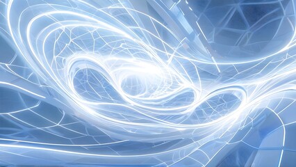 Poster - Abstract Blue Fractal Wave Background