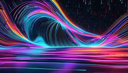 Poster - Futuristic Glow Lines Wave Motion Design Background