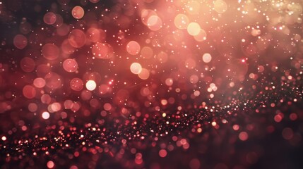 Poster - A warm, enchanting display of red bokeh lights combined with shimmering glitter particles creates a magical atmosphere during an evening event