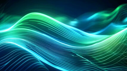 Poster - Fractal Burst: A Digital Artwork of Abstract Energy and Light, Captured in a Blue Wave Pattern