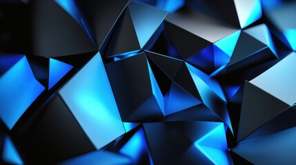 Poster - Stunning abstract composition of black and blue geometric shapes reflecting light creatively.
