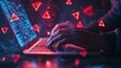 © MSH - A person using a laptop with multiple red and blue warning signs floating around the screen