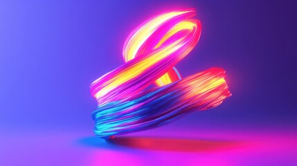 Poster - Colorful, flowing abstract light waves intertwine in a dynamic display of pink and blue hues against a purple backdrop.