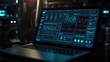 © Oksana - Close-up of a laptop displaying a medical data interface with health statistics and cyber protection icons, set in a modern workspace with a secure data overlay and detailed information visuals.