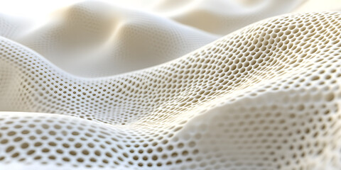 Poster - Abstract Mesh Texture:  A close-up shot of a smooth, white mesh fabric creating a wave-like pattern.