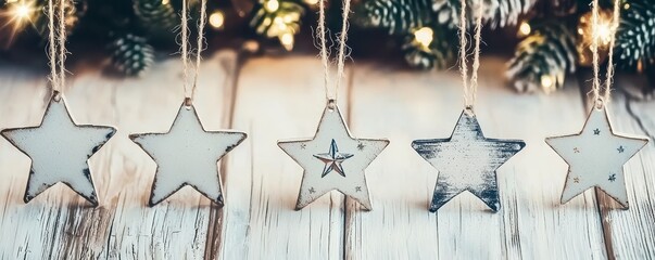 Sparkling Christmas Greeting Scene with Stars and Magical Lights