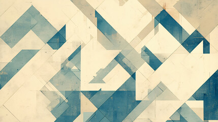 Poster - An abstract geometric pattern with various shades of blue and cream, creating a modern artistic visual for graphic resources.
