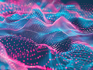 Poster - A mesmerizing abstract digital art piece featuring wave-like structures in shades of teal and pink, highlighting a futuristic aesthetic for graphic resources.