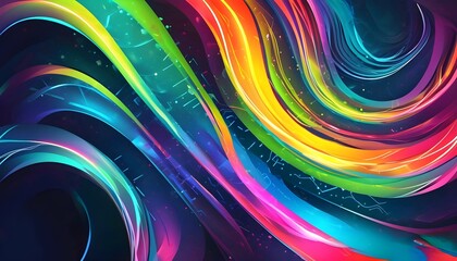 Poster - A vibrant and colorful abstract background with swirling lines and bright bursts of color