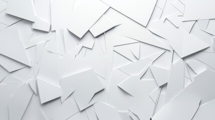 Poster - Abstract white geometric shapes layered on a white background, creating a modern and minimalist aesthetic.