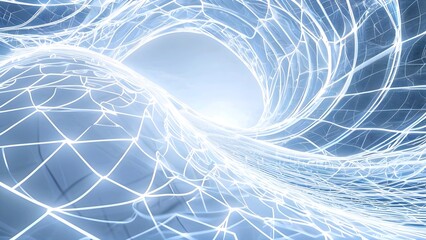 Poster - Digital abstract blue background with curved lines and fractal patterns conveying motion and a modern, technology-inspired design