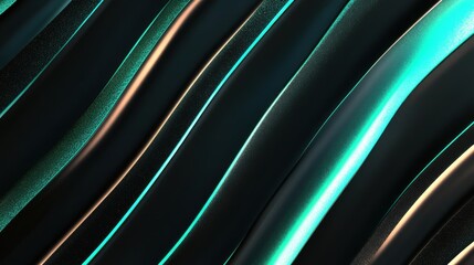 Poster - Abstract wavy lines in striking shades of teal and black, creating a dynamic, modern aesthetic.