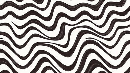 Poster - Abstract black and white wavy lines creating a mesmerizing pattern.