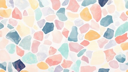 Poster - A vibrant, abstract pattern featuring colorful stone shapes in pastel tones, creating a lively and cheerful atmosphere.