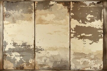 Wall Mural - Distressed Wooden Paneling with Peeling Paint