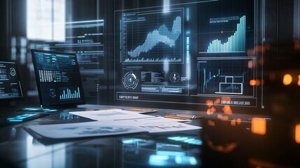 Fototapete - Analyze the impact of cost of capital on equity interest rates using advanced financial data visualization techniques