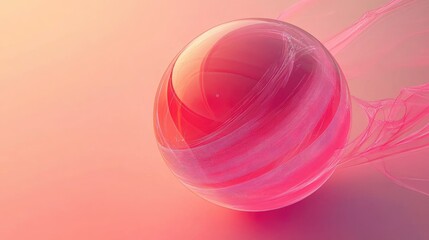 Poster - Abstract Pink Sphere with Flowing Lines