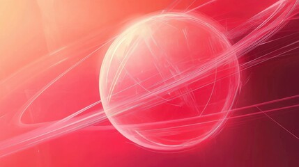 Poster - Abstract Pink and Red Sphere with Dynamic Lines