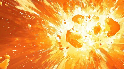 Poster - Vibrant Explosion Abstract Art on Orange Background