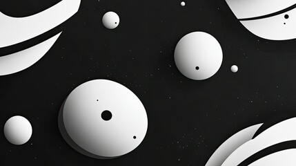 Poster - Abstract Modern Art with Circular Shapes on Dark Background