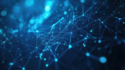 Fototapete - Abstract Network Connections in Blue and Black
