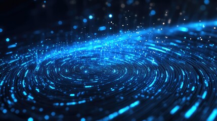 Poster - Blue Swirling Light Pattern in Digital Space