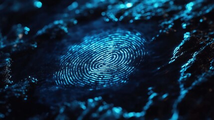 Poster - Abstract Blue Fingerprint Pattern on Dark Surface