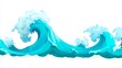 © Chaikit - a cheerful cartoon wave in shades of blue, teal, and turquoise, isolated on a white background, designed to evoke a sense of fun and relaxation, ideal for pool party themes or ocean beach travel web