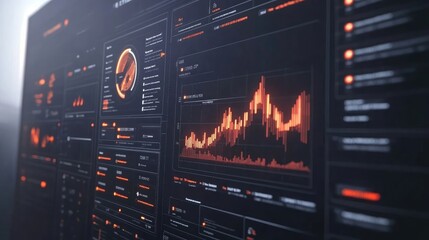 Poster - A close-up shot of a computer screen displaying a variety of data visualizations, including graphs, charts, and other graphical representations.