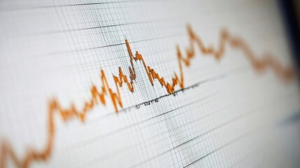 Poster - A close-up shot of a financial chart, showing the orange line fluctuating up and down on a gridded background.