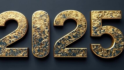 Wall Mural - golden numbers 2025 on a dark background. happy new year and merry christmas!