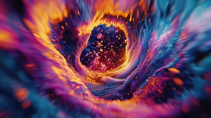Poster - 3D wallpaper featuring a swirling vortex of vibrant colors and patterns, high energy and abstract design