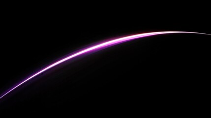 Wall Mural - a bright pink light trail curves across a black background.