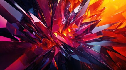 Aufkleber - A digital 3D wallpaper design with sharp, angular polygons in contrasting dark and light shades
