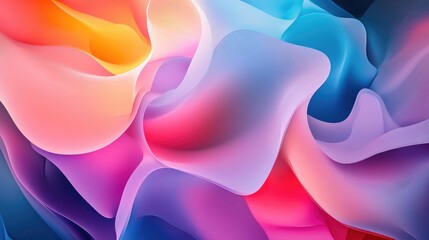Poster - A modern 3D wallpaper design featuring layers of translucent shapes and soft light gradients