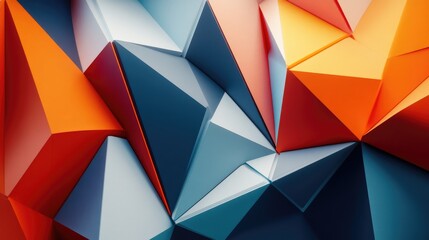 Poster - A modern 3D wallpaper design with geometric shapes and bold color contrasts, creating depth and texture