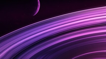 Wall Mural - A purple planet with rings against a starry background.