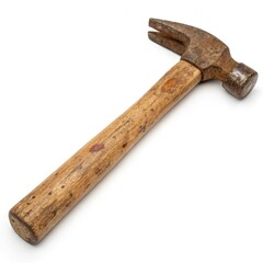 Old Hammer Resting on a White Background With a Standard Scale for Measurement. Generative AI