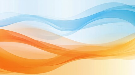 Sticker - Abstract Colorful Waves in Blue and Orange Shades Flowing Gracefully Across a Light Background for Graphic Design and Modern Art Projects