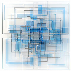 Aufkleber - An abstract design features overlapping blue and clear rectangles, creating a modern and geometric visual effect on a light background for graphic resources.