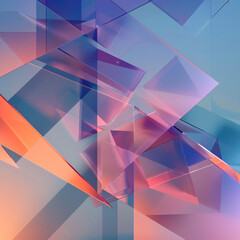 Poster - An abstract composition showcases overlapping transparent shapes in shades of blue and orange, creating a modern and striking visual effect for graphic resources.
