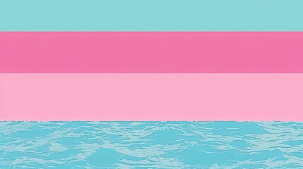 Poster - A minimalistic abstract design features horizontal stripes in turquoise, pink, and blue, evoking a calming ocean theme for graphic resources.