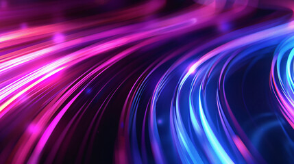 Poster - A dynamic background features flowing lines of vibrant pink and blue lights, creating a sense of motion and energy in a modern abstract design for graphic resources.