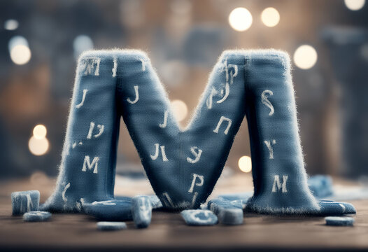 letters M jean fabric creativity material conceptual cotton alphabet grunge jeans 