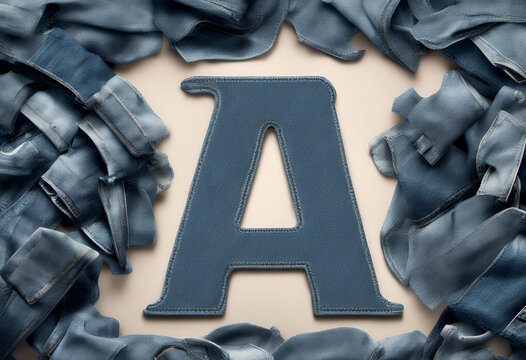 A creativity fabric jeans alphabet letter  