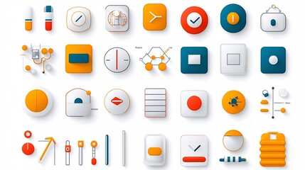 Poster - Vibrant of interface design elements including toggle switches sliders and radio buttons for customizable options selection in digital software or web applications