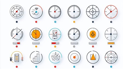Poster - Bright colorful depicting a collection of icons representing various customizable settings options and preferences with sliders dials and other interactive UI elements