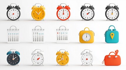 Leinwandbilder - Vibrant featuring a collection of icons focused on meeting and appointment scheduling including clocks location pins and calendar events designed in a modern and professional style